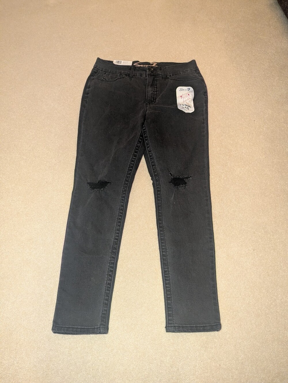 Nwt Seven7 Tummyless Black Distressed Jeans Sz 14